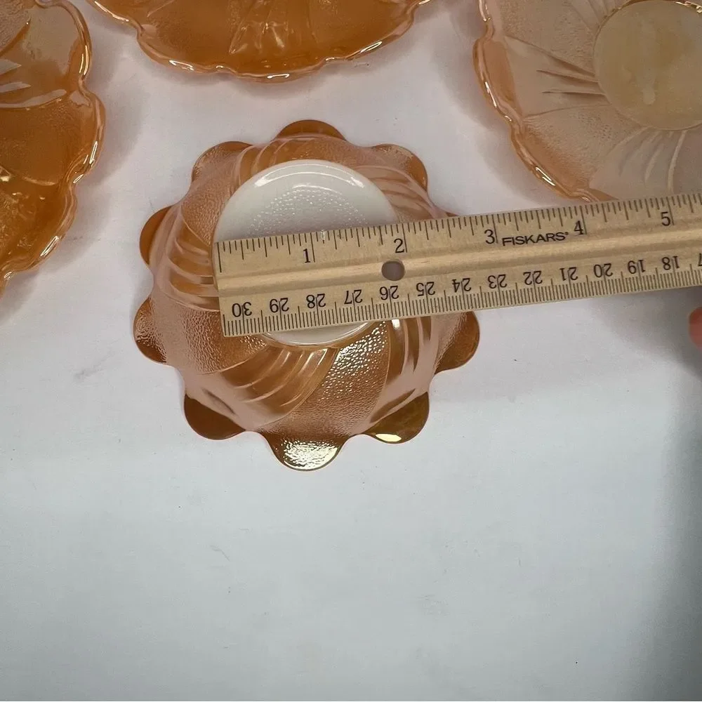 Vintage Fire King Anchor Hocking Peach Lustre Lotus Leaf Blossom Bowl/Plate ST 3